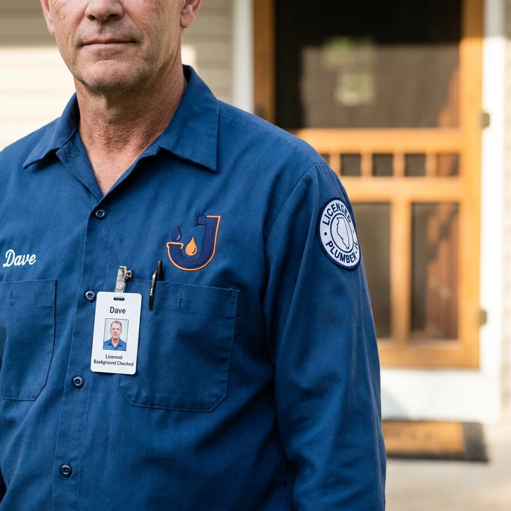 Licensed plumber showing ID badge in Sandown, NH